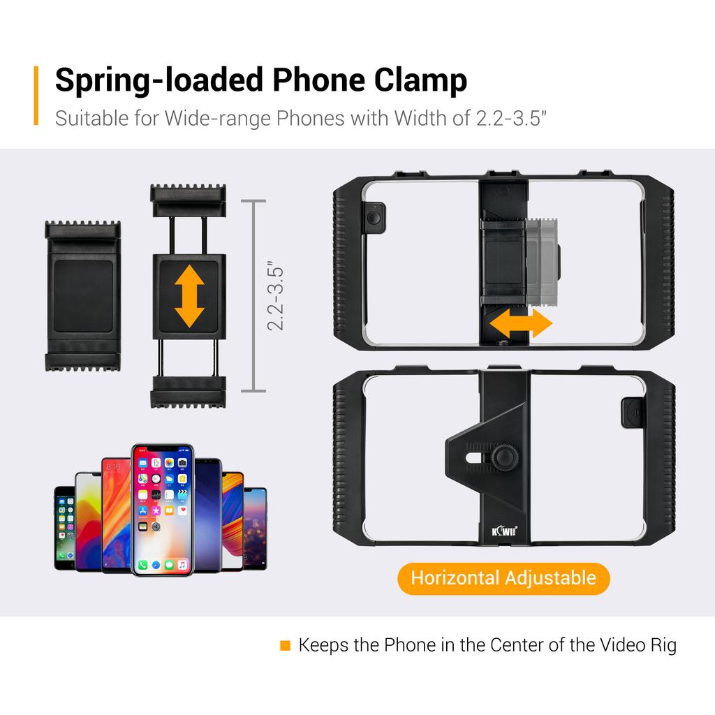 Smartphone Video Rig Cellphone Video Stabilizer Handheld Tripod Mount Hand Grip Filmmaking Vlog Shooting Case for iPhone Android