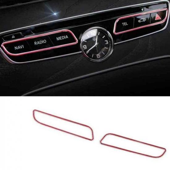 Cover Trim Middle Console Button 2016- Red Aluminum 2X For Benz E-Class W213