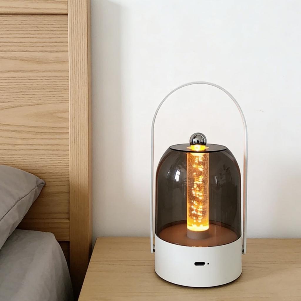 Portable Camping Lantern Vintage USB Rechargeable Bedside Table Lamp with Handle Brightness Warm Lighting for Bedroom Outdoor Picnic