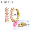 Luxurious Geometry 925 Silver Ear Needle Pink Series Zircon Pendant Hoop Earrings Sweet Fashion Wedding Jewelry Gifts