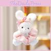 White Bow Skirt Rabbit Plush Toy Pendant Animal Keychain Bag Gift Decoration