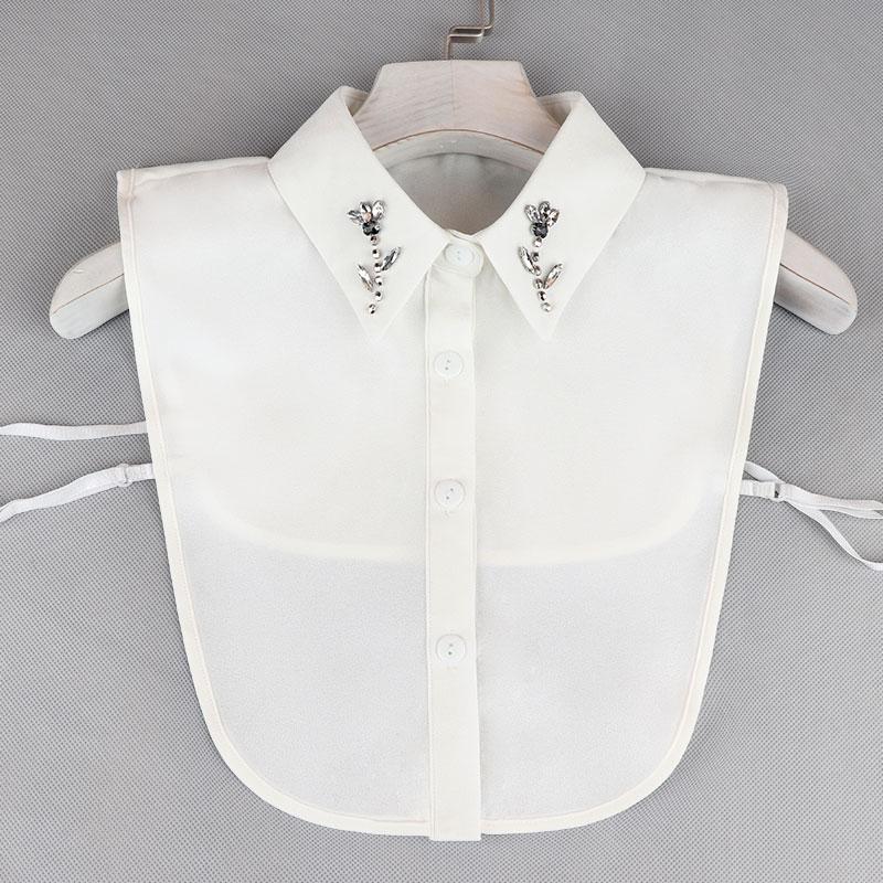 Pearl Detachable Collar Women Crystal Diamond Chiffon Shirt False Fake Collar Women Removable Peto Mujer Chemisier Faux Cols Tie
