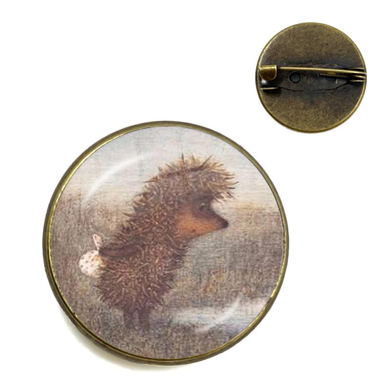 Broche de Ouriço Vintage Alfinetes de Animais Fofos Broches de Joias da Moda Broche de Gola Banhado a Bronze Antigo Para Mulheres Homens Presente