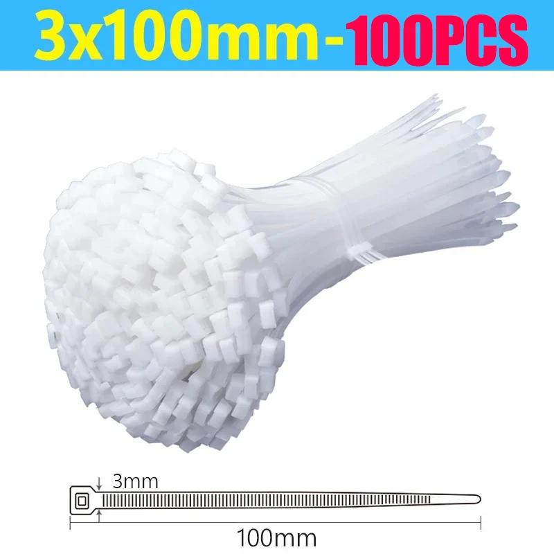 

500/100Pcs Wholesale Plastic Nylon Cable Ties Self-locking Cord Straps Adjustable Cables Fastening Loop Home Office Wire Zip Tie