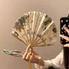 21/22cm Portable Hand Fold Fan New Chinese Style Dance Props Retro Shell Fan Woman Men Bamboo Wood Silk Flower Folding Fan