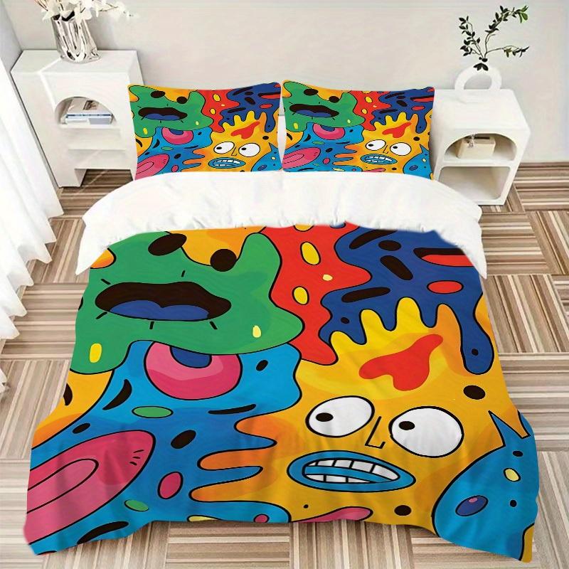 3pcs Abstract Art Print Bedding Set, Breathable and Soft, Suitable for All Seasons, Ideal for Home Use, Suitable for Bedroom Decor 21126