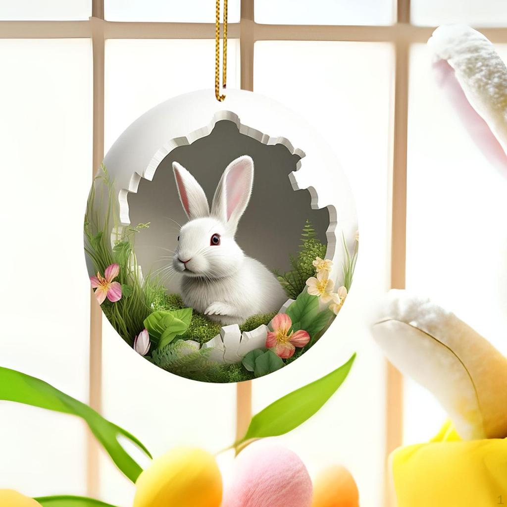 Easter Bunny Pendant Day Hanging Sign Acrylic DIY ,Easter Wreath Decoration for Party