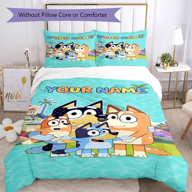 Bluey Customized Name Duvet Cover Set Suitable for Decorate room Wrinkle Resistant Home Decor Wedding Party GiftLuxury Gift for Birthday,