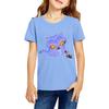 Fashionable Round Neck Short Sleeve Work Clothes Printed Tops For KID Summer Tops