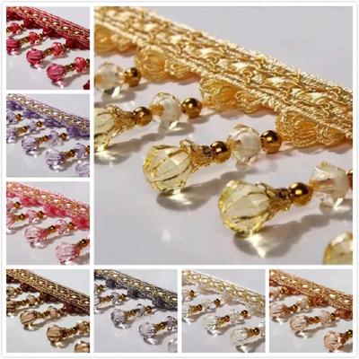 11 Meters Tassel Fringe Lace Trimming Pumpkin Crystal Beaded Ribbon For Diy Sewing Curtain Accessorie Decoration