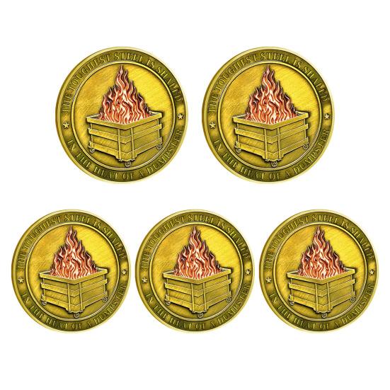 Challenge Coin Dumpster Flame Pattern Retro Silver Color Challenge Medal Unique Office Desk