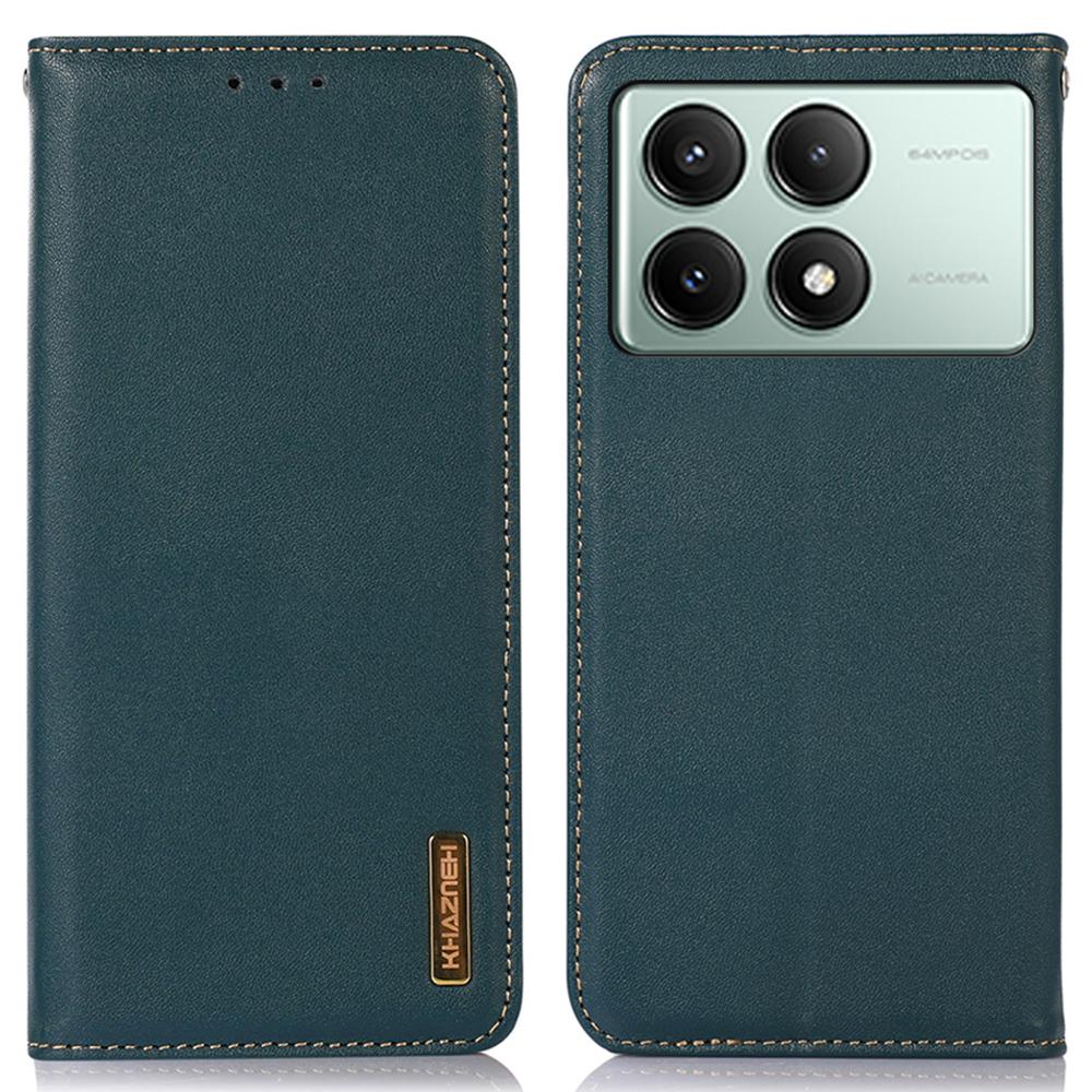KHAZNEH For Xiaomi Redmi K70E 5G/Poco X6 Pro 5G Cell Phone Case Genuine Cow Leather RFID Blocking Shell