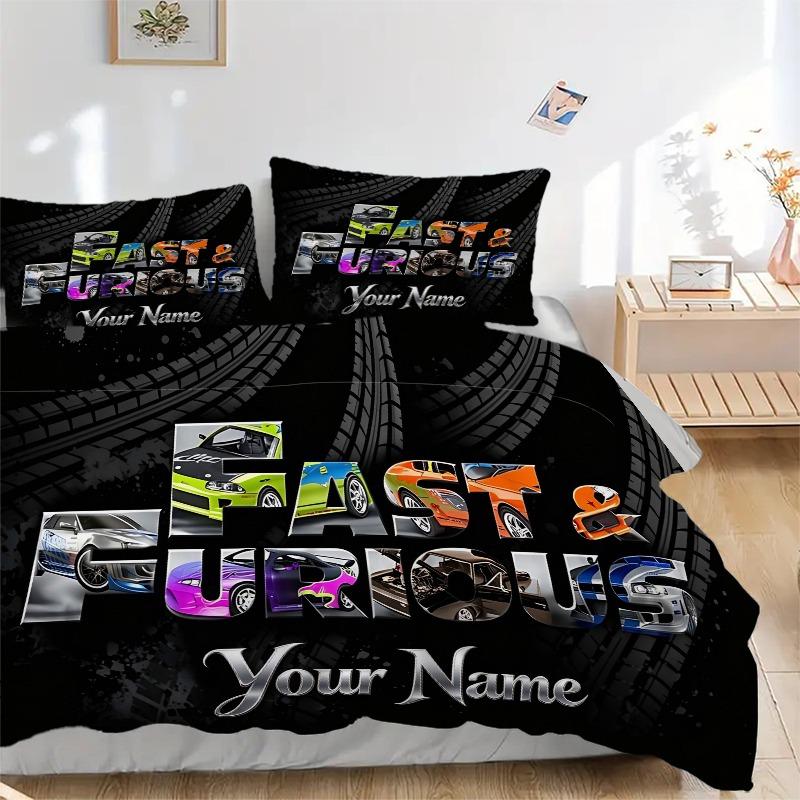 Custom 3pcs Fast Furious Bedding Sets For All Sizes New 9D Printed Bed Cover Comforter Duvet Cover Pillowcase Bedroom Decoration