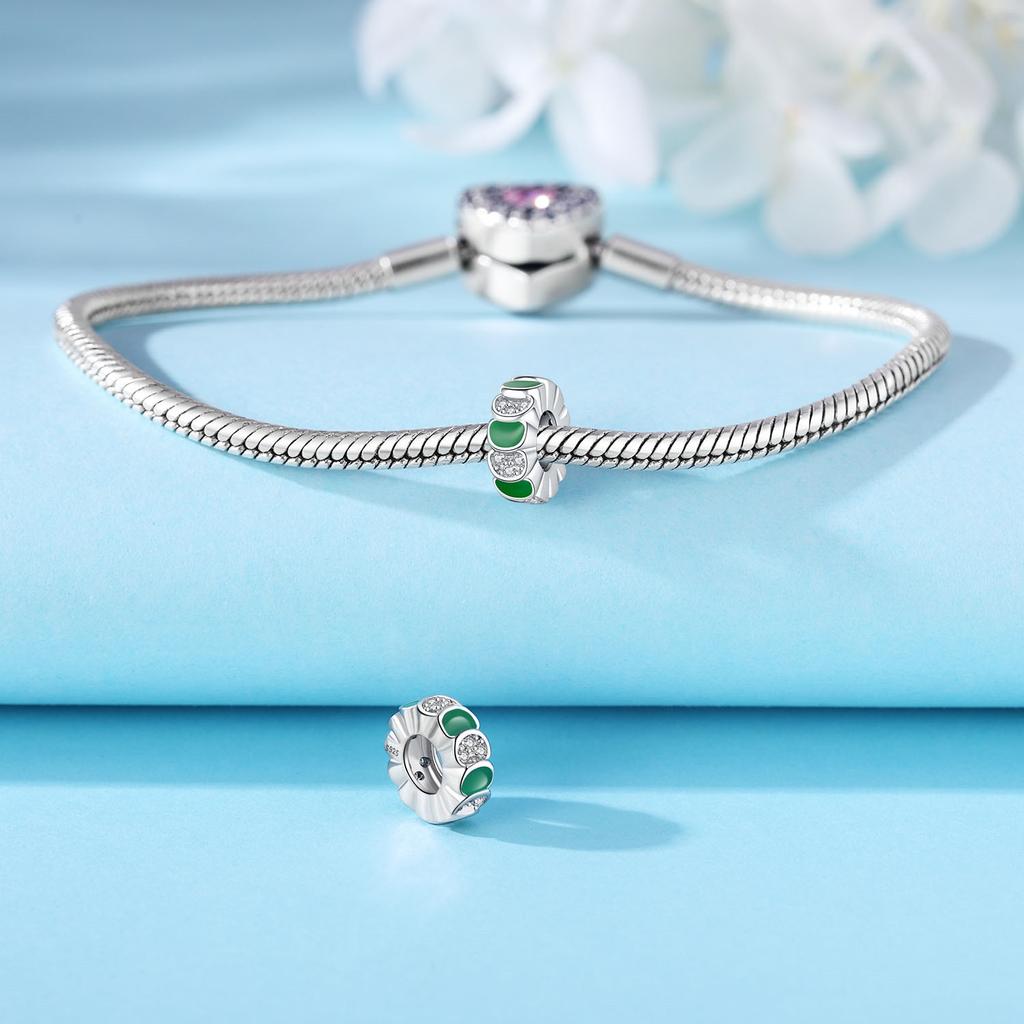 Echtkupfer Einfache Grüne Farbe Perlen Anhänger Passend für Original Armband Für Frauen Schmuck Geburtstag Feine Geschenke Accessoire