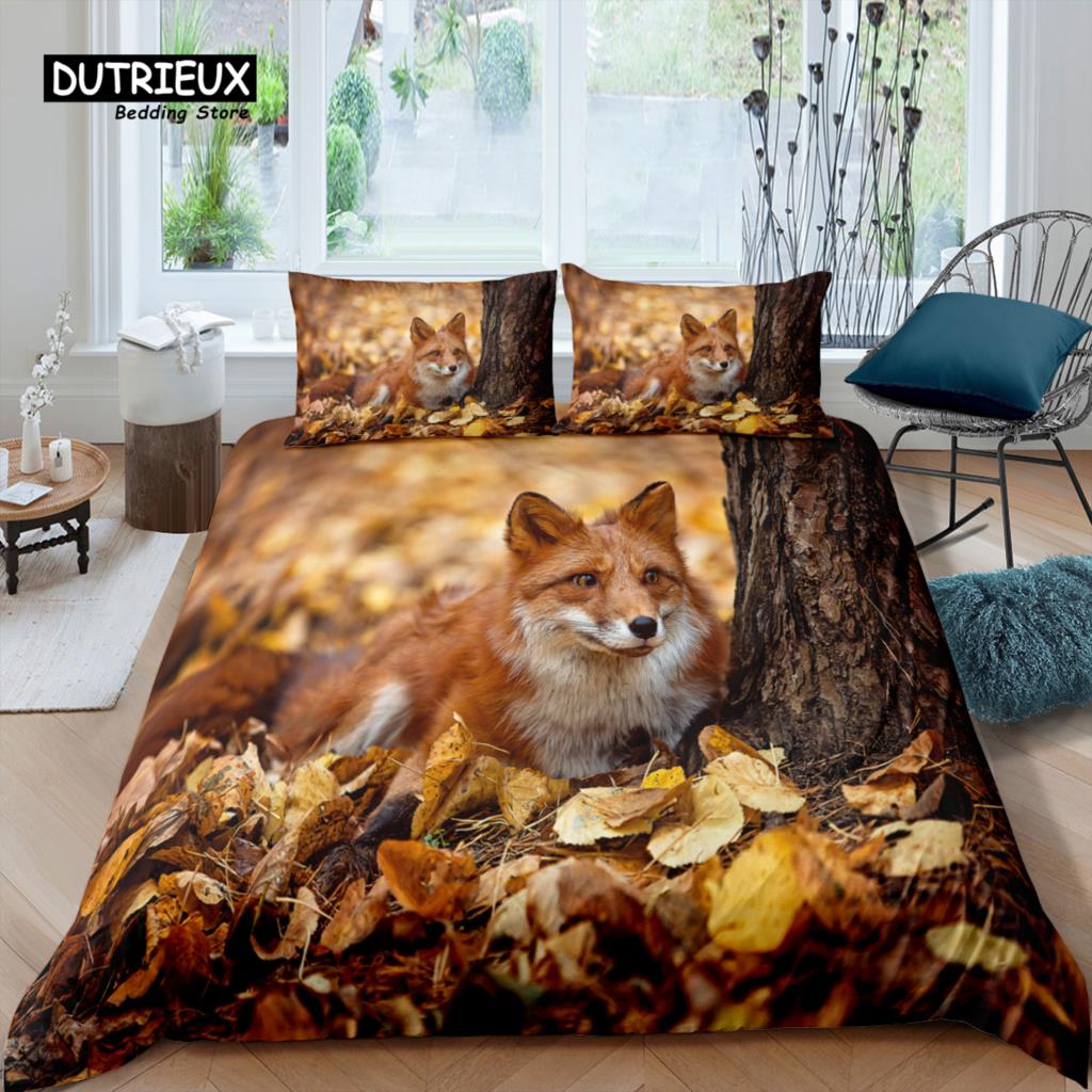 Home Living Luxury 3D Fox Bedding Set Duvet Cover Set Pillowcase Kids Bedding Set Queen and King EU/US/AU/UK Size