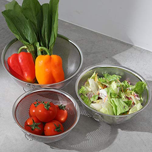 PEARL METAL Punching Bowl Strainer Set of 3, 15cm / 18cm / 21cm, with Feet, Stainless Steel, AZ-5566, Silver