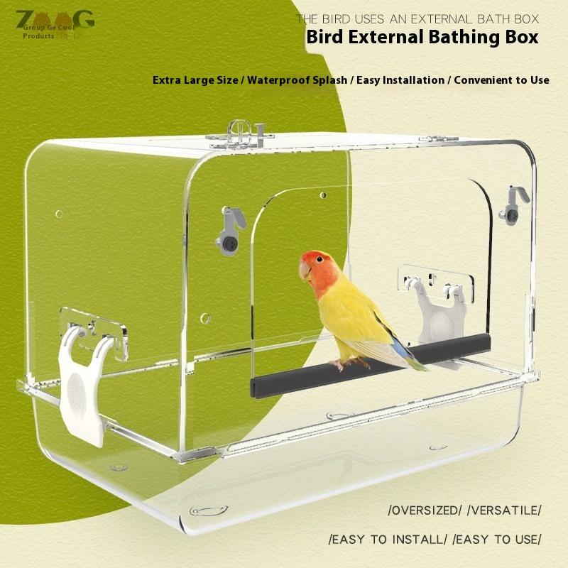 Acrylic Parrot Bathing Box Large Bird Bath for Cockatiel Budgie Small Medium Parakeets Bird Bathing Supplies