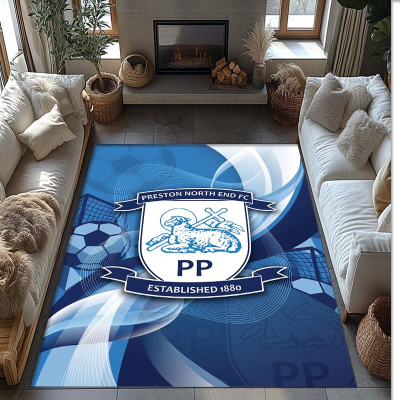 Tappeto in Velluto di Cristallo con Stampa del Preston North End Football Club, Comodo Assorbente d'Acqua Antiscivolo per Pavimenti Interni