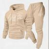 Mens Y2K Style Hooded Sweatshirt Jogger Pants Set - Long Sleeve Fleece-Lined Casual Two-Piece Outfit