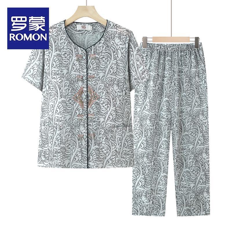ROMON Women s Embroidered Floral Summer Two-Piece Set 5XL