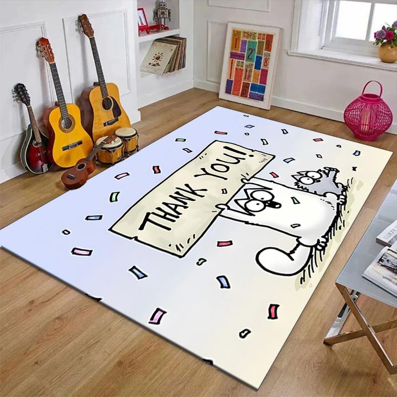 Simon's cat Polyester Carpet, Soft Indoor Mat for Office Chair, Living Room, Computer Desk - Decorative Home Office Rug Design