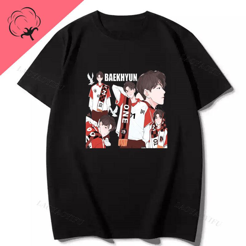 Playera Baekhyun EXO Essential Cotton T Shirt Camiseta Hombre Oneck Short Sleeve Ropa De Mujer 2000s Clothes Y2k Tees