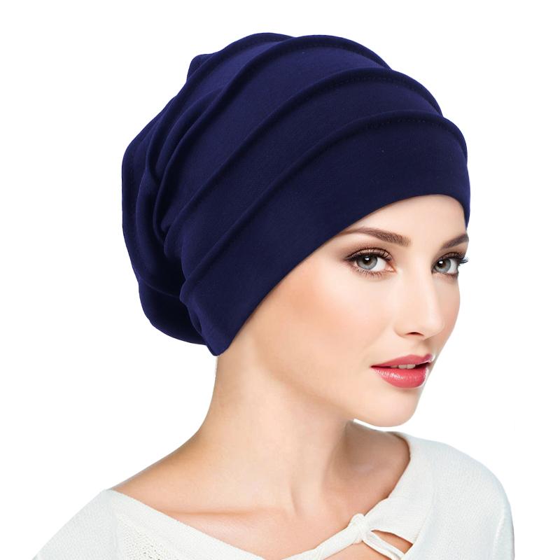 Muslim Women Stretch Sleep Chemo Hat Cotton Beanie Sleep Hijab Turban Headwear Cap Head Wrap for Cancer Hair Loss Accessories