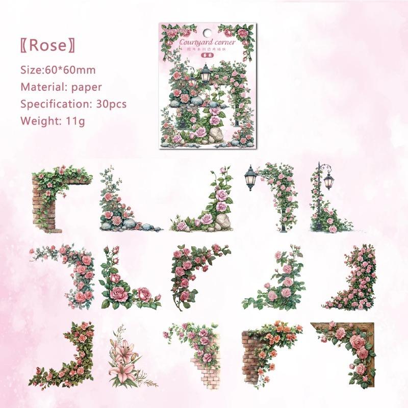 

6 стилей наклейки-уголка с цветами, упаковка, наклейка для DIY-украшения дневника, альбома, скрапбука, для украшения фона
