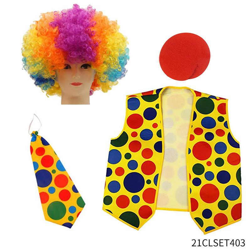 Roleplay Joker Outfit With Clown Nose And Wig Set For Cosplay Costume Events