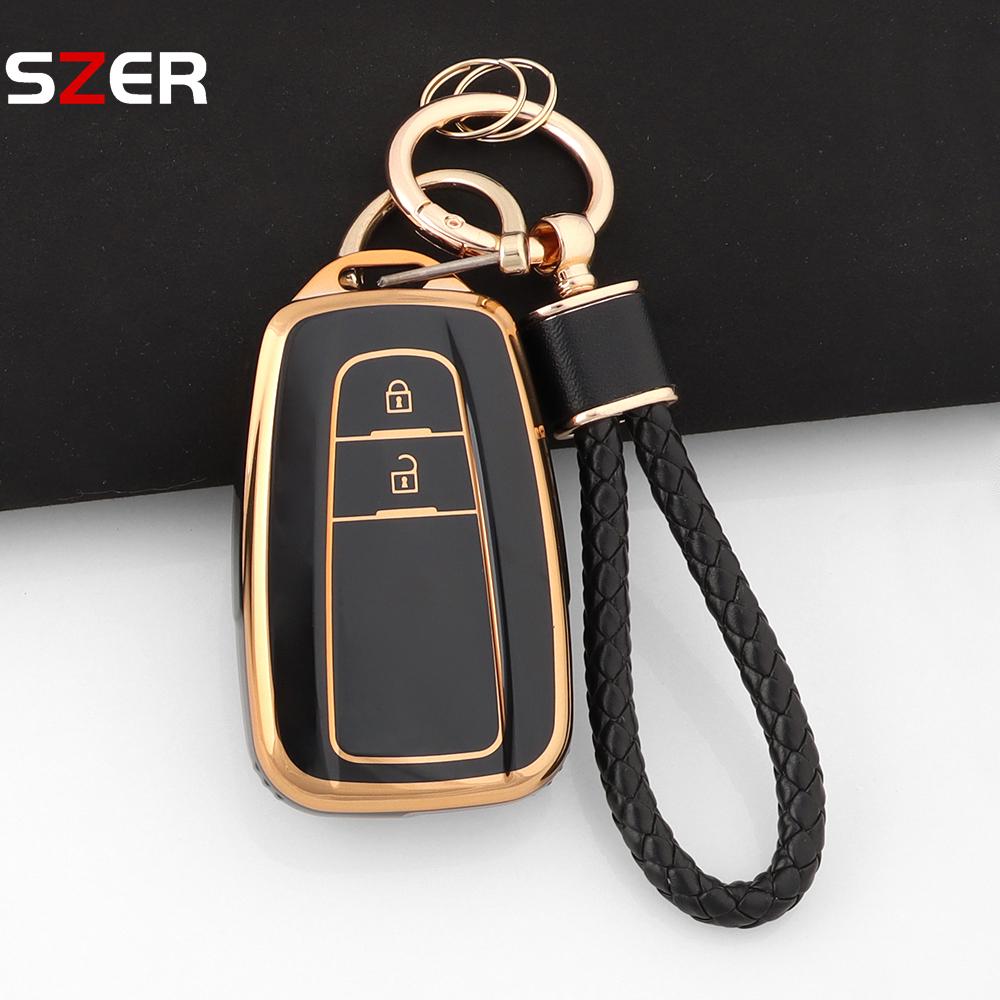 2 Buttons For Toyota Prius Camry Corolla Chr C-Hr Rav4 Land Cruiser Prado Tpu Car Key Case Cover Shell Fob Keychain Accessories