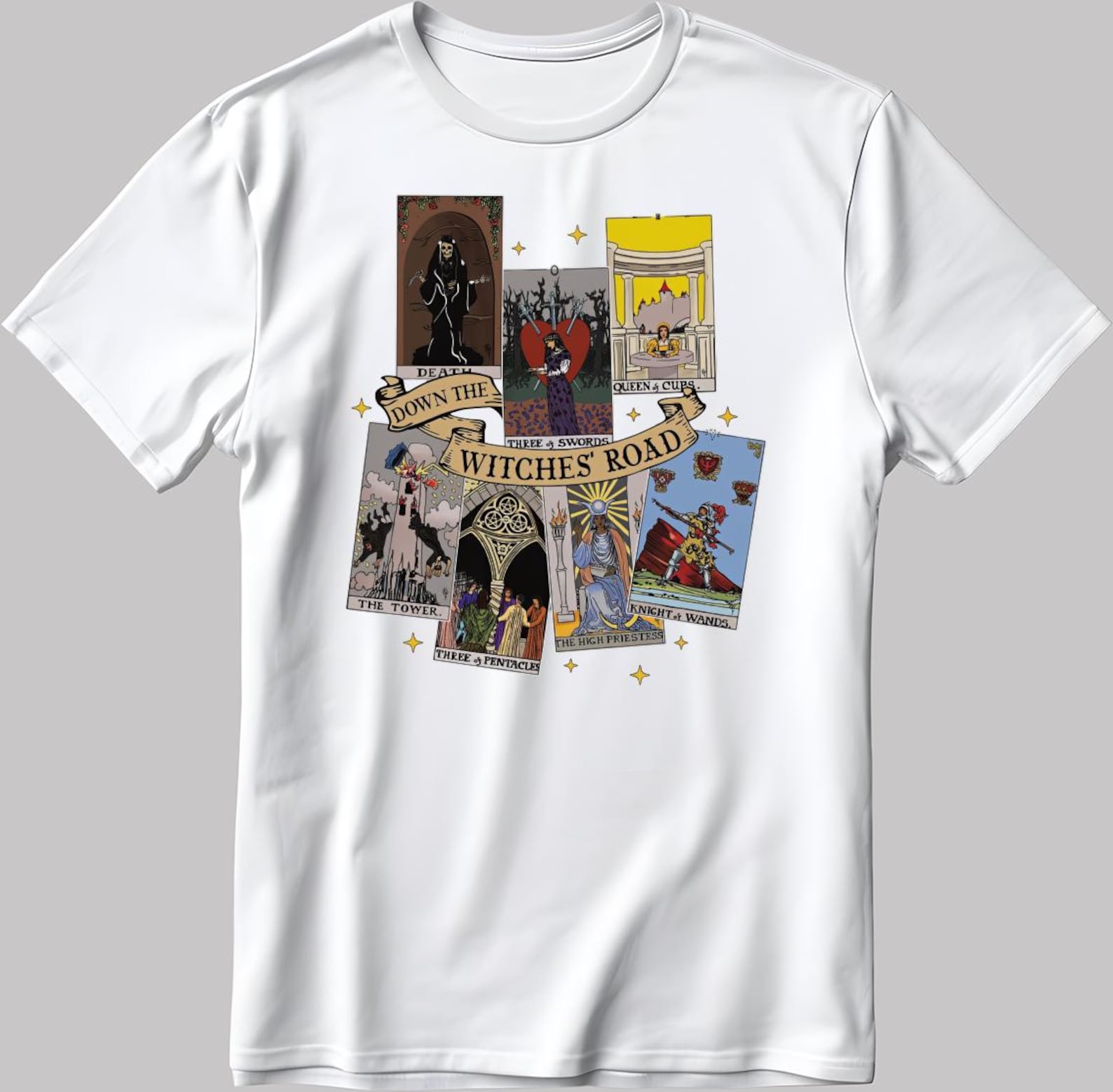 Agatha All Along Tarot Cards Short Sleeve White-Black Men s / Women s T-Shirt DE24 S