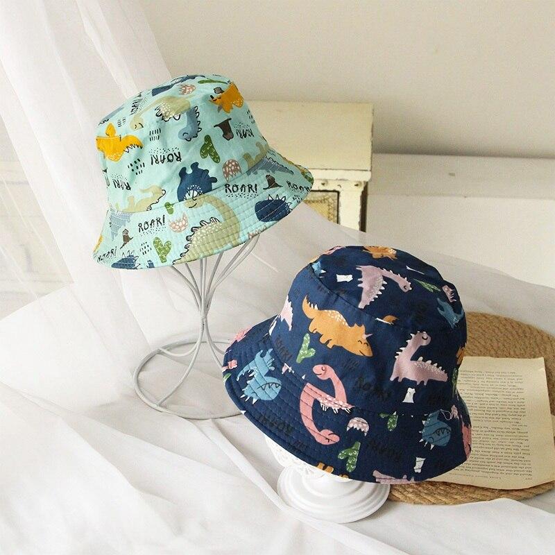 Summer Baby Boys Girls Toddler Cartoon Animal Print Bucket Hats Caps Reversible Sun Headwear