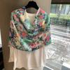 Summer silk scarf shawl sun protection scarf spring and autumn ethnic style versatile decorative cotton and linen scarf beach towel outer shawl