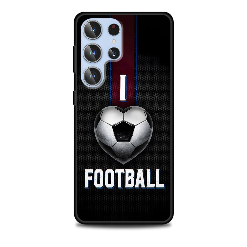 Football Sport Soccer Case for Samsung Galaxy S23 S21 S20 FE S24 S22 Ultra S10 S10e S9 Plus Soft Black TPU Phone Cover Bumper