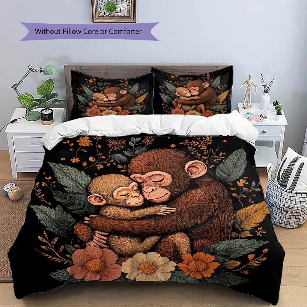 Hugging Animals  Pattern Bedding Quilt Set Quilt Cover Pillowcase Home Decoration  Gift (1 * duvet cover + 2 * pillowcase, without core)