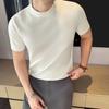 High Quality Solid Color Thick O-Neck Knitted T-Shirts Men Slim Fit Short Sleeve Knit Pullovers Korean Style Casual Tees Tops