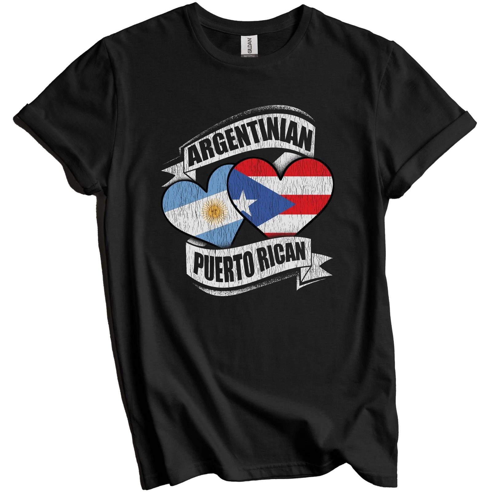 Argentinian Puerto Rican Hearts Argentina Puerto Rico Flags T-Shirt S