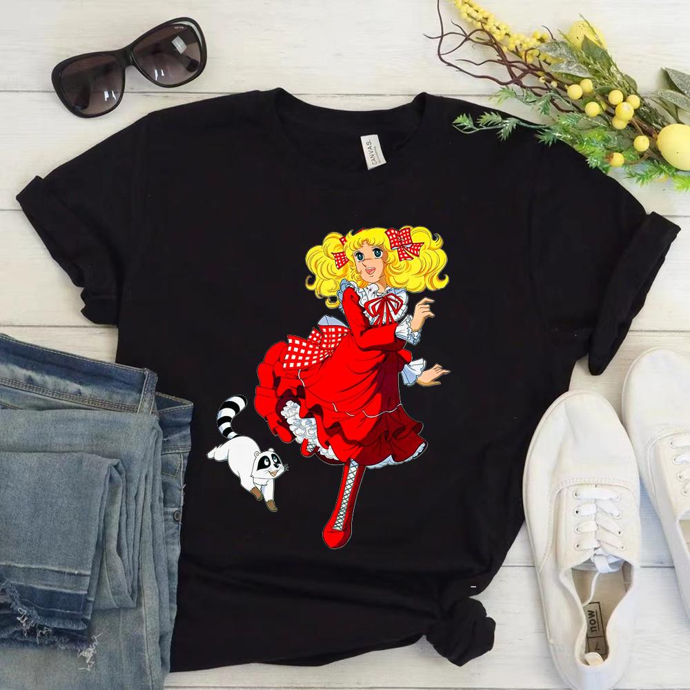 Anime Candy Candy T-shirt Clothes for Women Japanese Manga Short Sleeve Graphic Tee Y2k Kawaii Casual Tops Women's Sumer Clothes