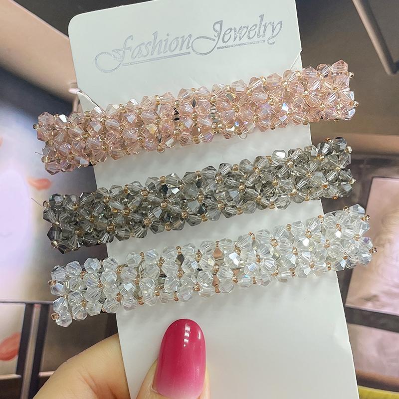 Korean Crystal Spring Hair Clips Pins Pearl Hair Barrettes For Women Girl Headband Simple Hair Accessories Headwear