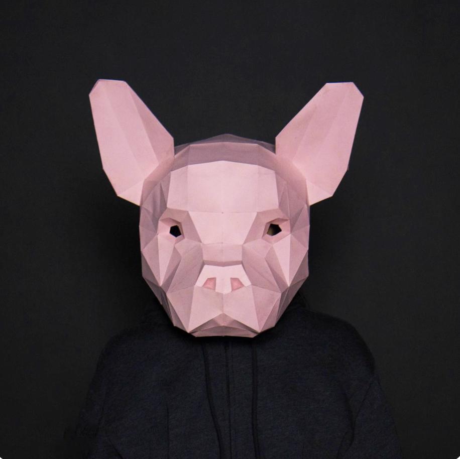 3D Paper Model Wearable Mask Rabbit Animal Cosplay DIY Papercraft Origami Headgear Christmas Halloween Prom Party Girls Gift