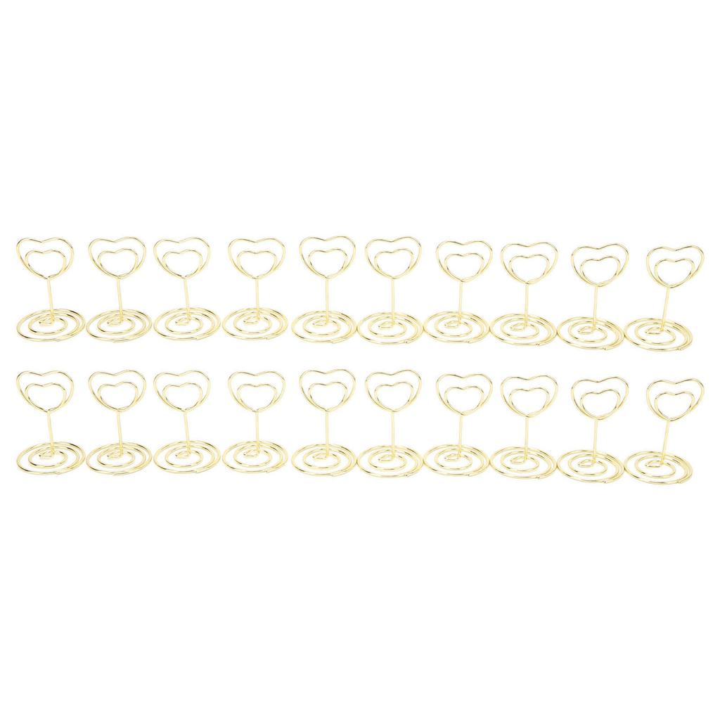 20Pcs Table Number Holder Heart Shaped Stable Sturdy Metal Widely Used Place Card Holder for Home School