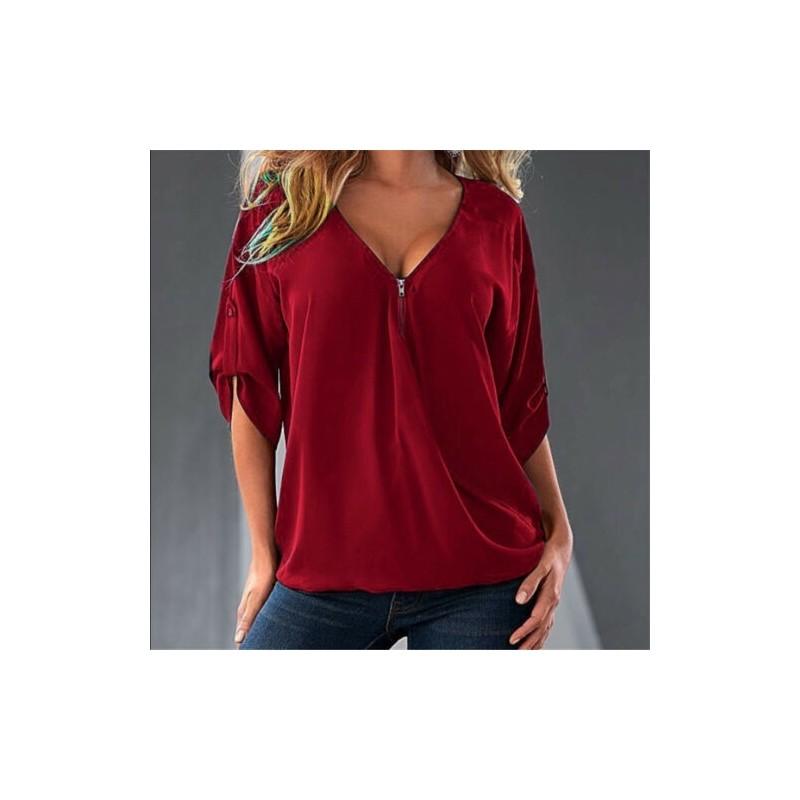 Relaxed Fit Polyester Long Sleeve Vneck Shirt For Women With Spliced Pattern Perfect For Spring