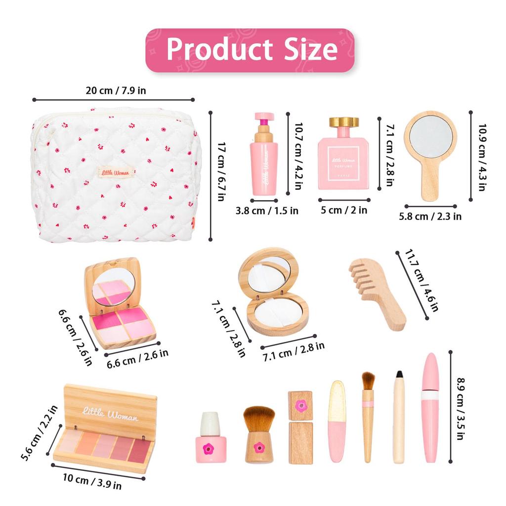 UMU Makeup Set for Girls, Gift, Toy, Kids Cosmetics, Water-Removable, Christmas Gift, Wooden Dresser, Educational Toy, Elementary School Student Toy,