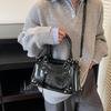 Faux Leather Solid Color Large Capacity Hobos Shoulder Bags for Women High Quality Versatile Undearm Ruched Handle Bags