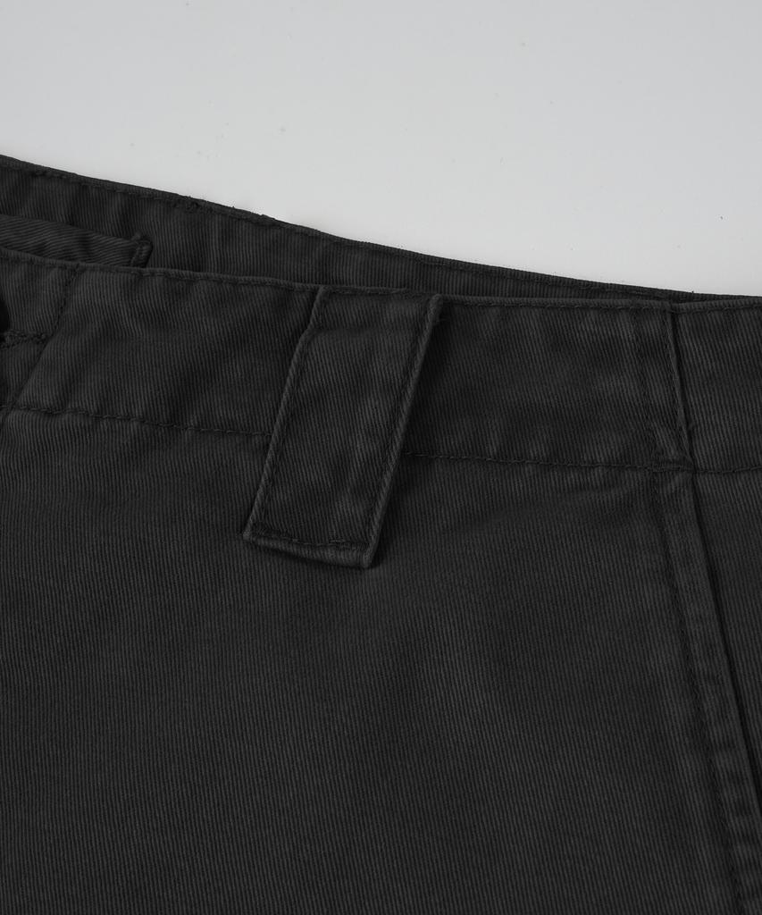 BIRBANTE Garment-Washed Dart Twill Chino Pants - Black