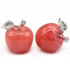 2Pcs/Pack Natural Stone Carved Apple Crystal Ornament Decoration Healing Rose Quartz Amethyst Agate Gem Modern Home Decor Craft Christmas Gift 25x30mm