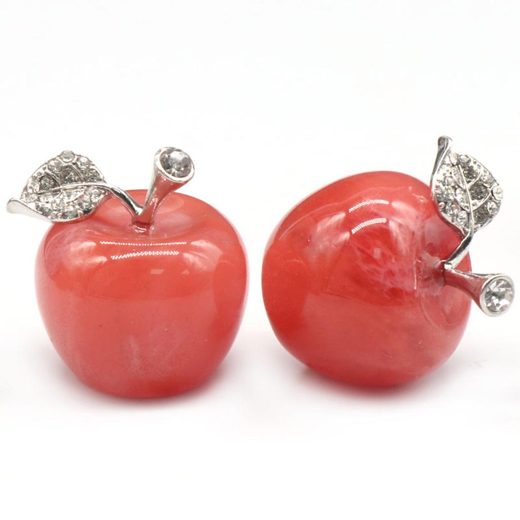 2Pcs/Pack Natural Stone Carved Apple Crystal Ornament Decoration Healing Rose Quartz Amethyst Agate Gem Modern Home Decor Craft Christmas Gift 25x30mm