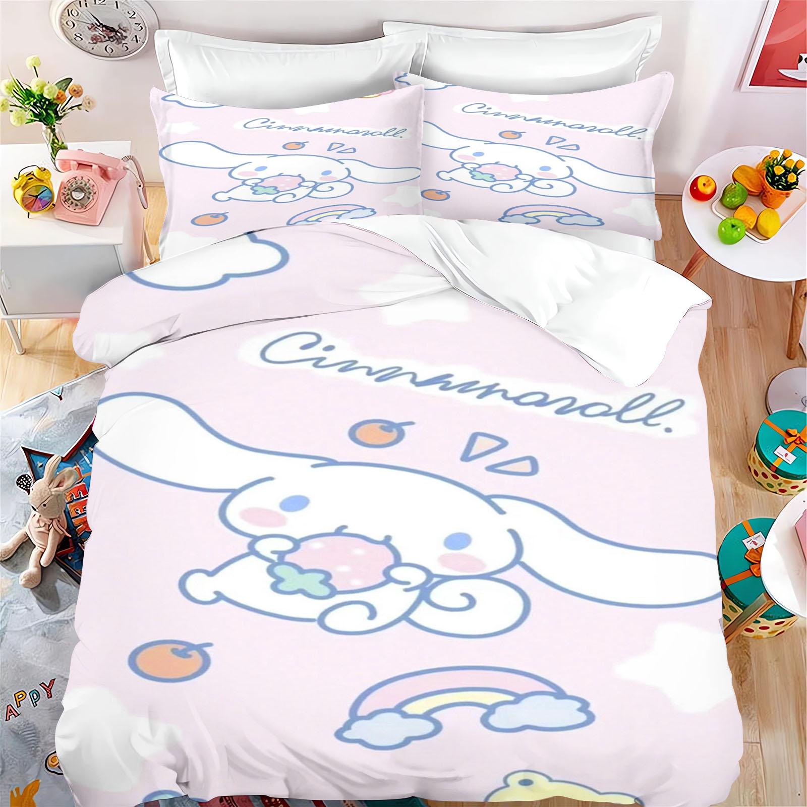 Cinnamoroll Quilt Cover, Anime Printed Cartoon Duvet, Skin-Friendly, Breathable, Cute, Warm, Bedding, Warmth, New Design 135x200cm