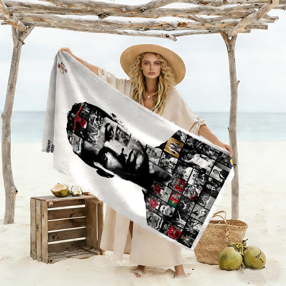 Ronaldo's Legacy Soccer Beach Towel Super Soft Microfiber Quickdry Fabric Comfortable Lightweight