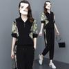 Women's Summer Korean Style Splicing Sportswear Two-piece Casual Fashion Suit for Women Twisted Silk Cotton and Linen